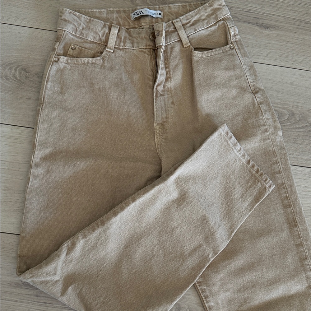 Zara Tan Straight Leg Women's Jeans - Picture 2 of 4